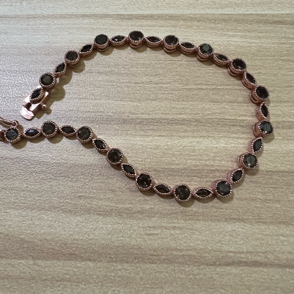 SOLD Freida Rothman Rose Gold Smoky Crystal Tennis Bracelet - Women Jewelry